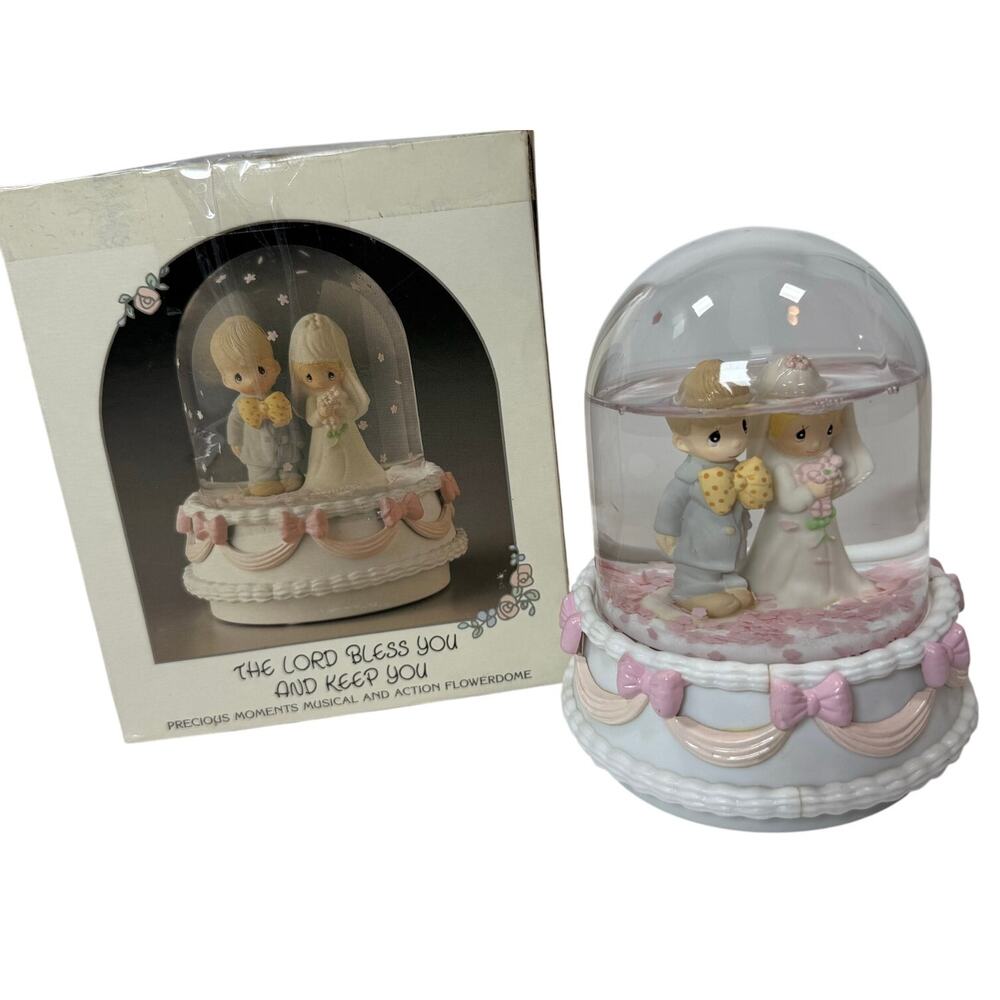 Vintage 1987 Precious Moments Musical Flower Dome Wedding March